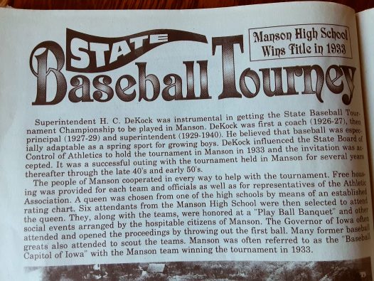 Story of State Baseball Manson, IA